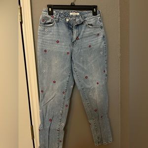 Pacsun Flower Embroidered Mom Jeans